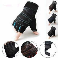 1Pair Gym Gloves Fitness Weight Lifting Gloves Body Building Training Sports Exercise Sport Workout Half Finger Cycling Gloves