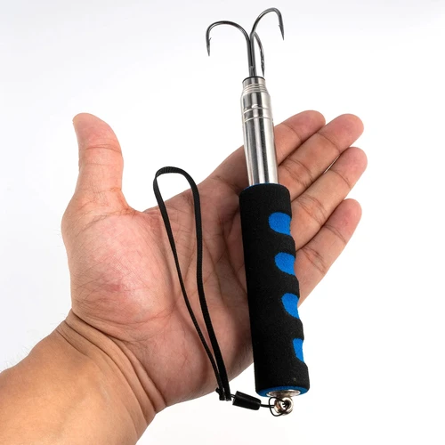 Imagen 2 del producto Garfio de pesca telescópico de acero inoxidable, anzuelo Triple, lanza de pesca de mar, poste telescópico con anzuelo, barco, pesca en hielo, calamar