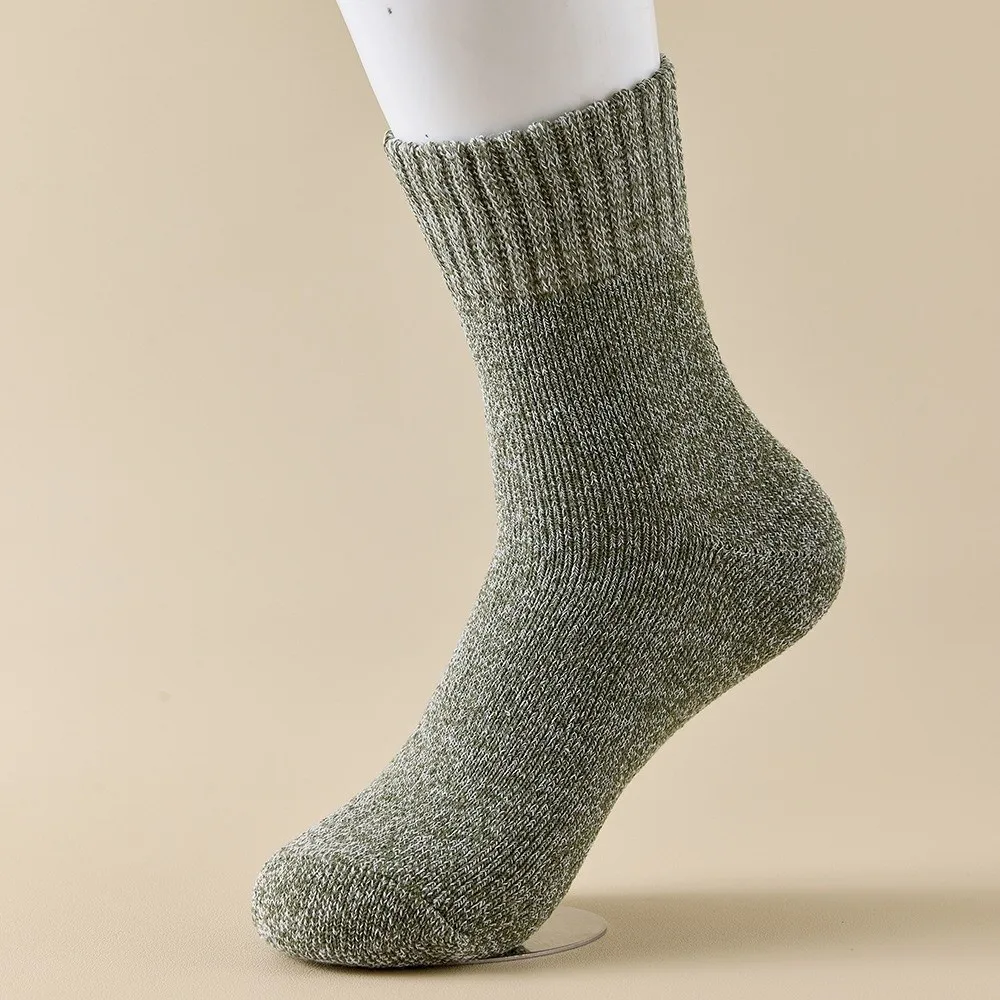 5pairs Breathable Thicken Winter Socks Warm Simple Men Socks Soft Mid Tube Cold Resistant Socks Autumn Winter