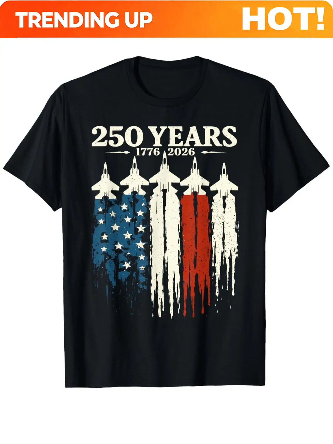 Flag Vintage 250 Years American 1776 2026 250th USA Birthday T-Shirt | Comfort Fit Men'S Tee, Crew Neck, Ultra Soft, Breathable,