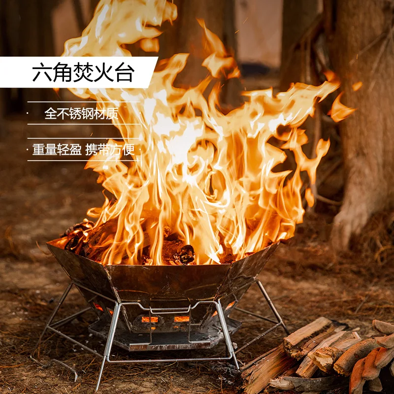 

Mountainhiker Foldable Hexagonal Camping Stove Portable Aluminum Alloy Outdoor BBQ Grill Picnic Heating for Burner Hiking