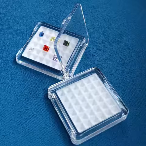 White 3-7mm Diamond Storage Box Clear Gemstone Jewelry Display Organizer Case Show Store 36Grids Bare Stone Packaging Cover Tray