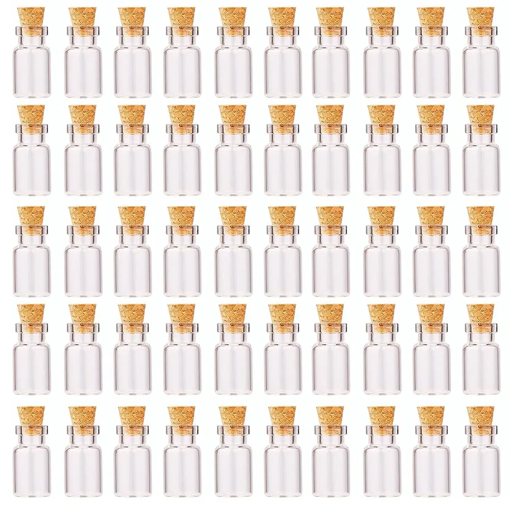 1ml Small Mini Glass Bottles Jars with Cork Stoppers Tiny Vials for DIY Art Crafts Wedding Favors