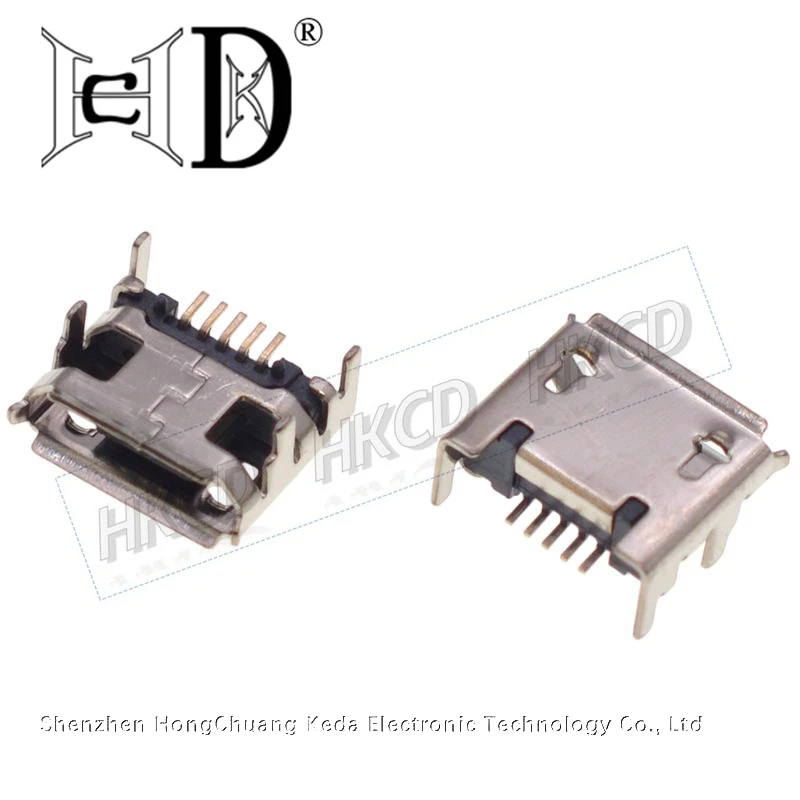 10Pcs MICRO USB 5P 5PIN FEMALE SOCKET 7.2MM FLAT EDGE CURLED EDGE PLUG 4 PINS WITH POSITIONING POST