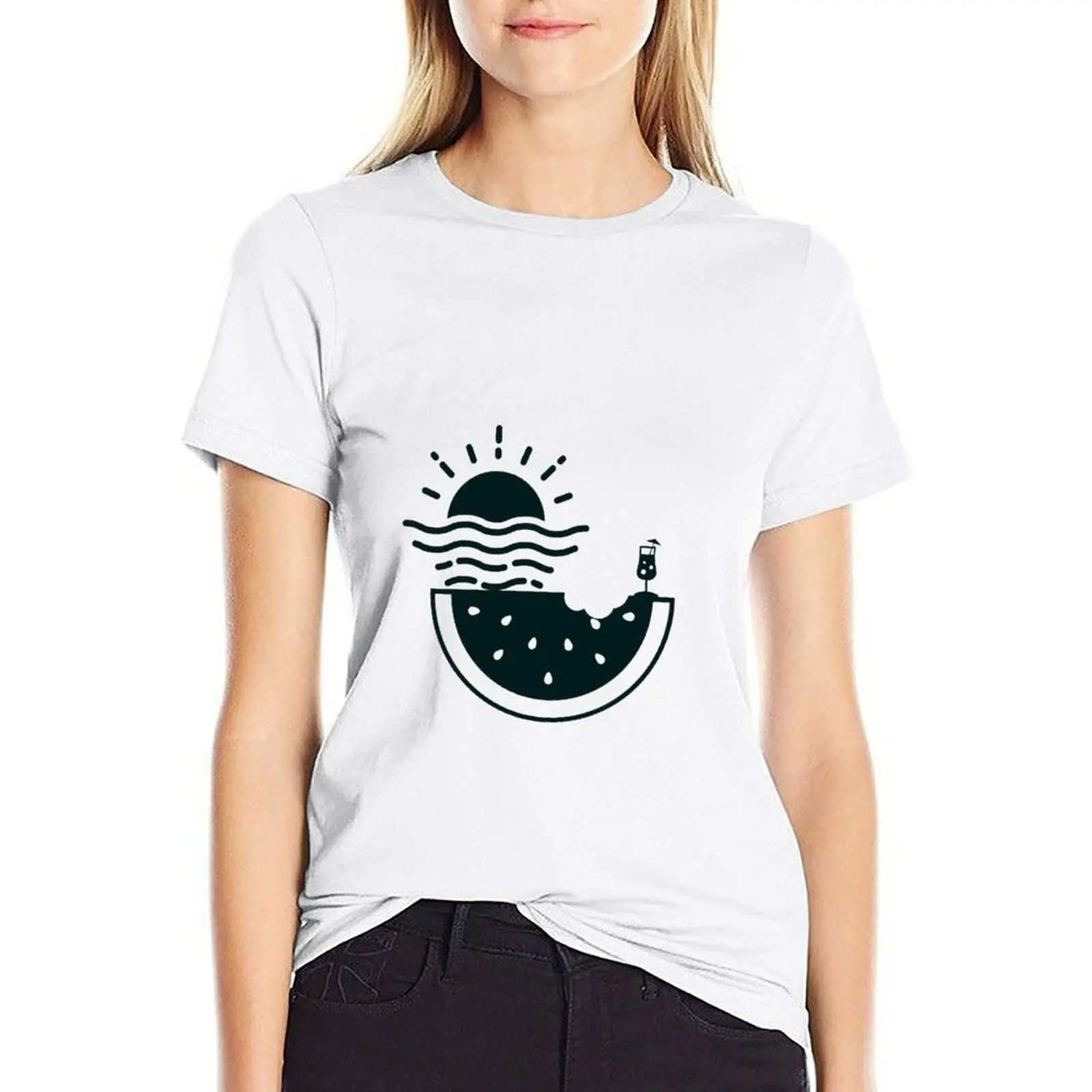 Copy of Copy of Hello Summer Watermelon T-shirt plus size tops Women's summer blouses 2024