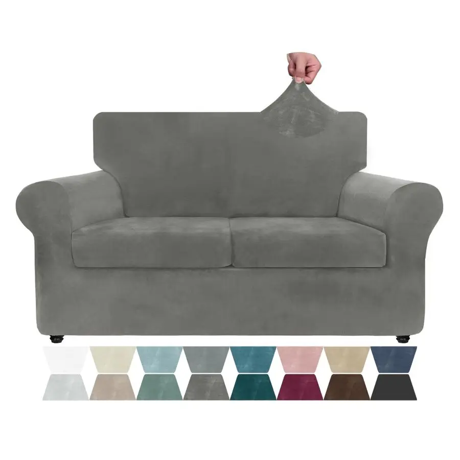 

Роскошный велюровый чехол для дивана, 3 предмета, 5770, эластичные чехлы для дивана-софа на 2 места, толстый мягкий чехол для дивана с нескользящими ремнями