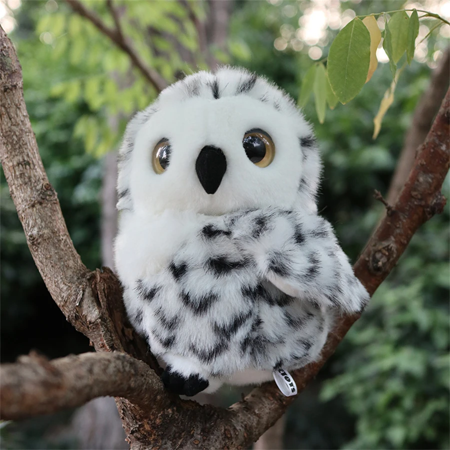 Realistische verschneite Eule Plüschtier Falke Vogel Plüschtier lebensechte weiße Eule Stofftier Simulation Puppe Spielzeug Geschenk Kinder Sammler
