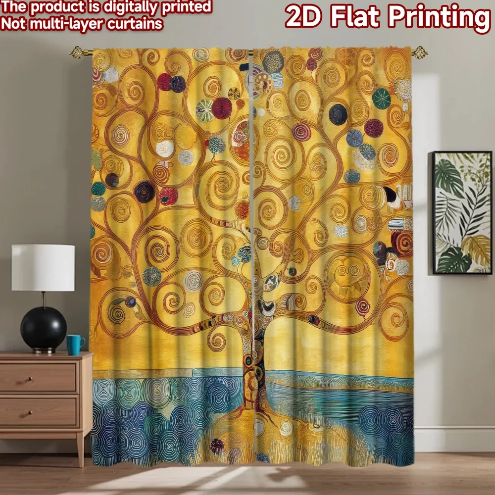 

1pc 2D flat Photography Backdrop Tapestry Colorful Swirling Tree 100% Polyester Family Party Decoration Perfect for New Year