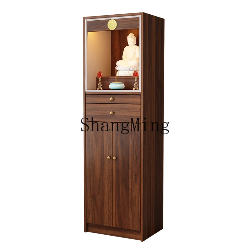 CL  solid wood Buddhist niche Buddhistcabinet with door simple new Chinese shrine offering table for home use