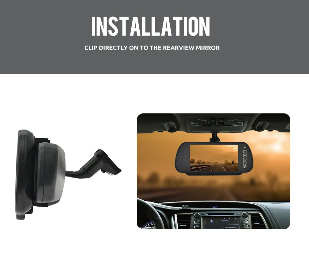 MJDOUD 7-Zoll-Auto-AHD-Raumspiegelmonitor für das Parken von Fahrzeugen, TFT-LCD-HD-Bildschirm für Rückfahrkamera, Rervesing Dispaly Universal – Detail 9