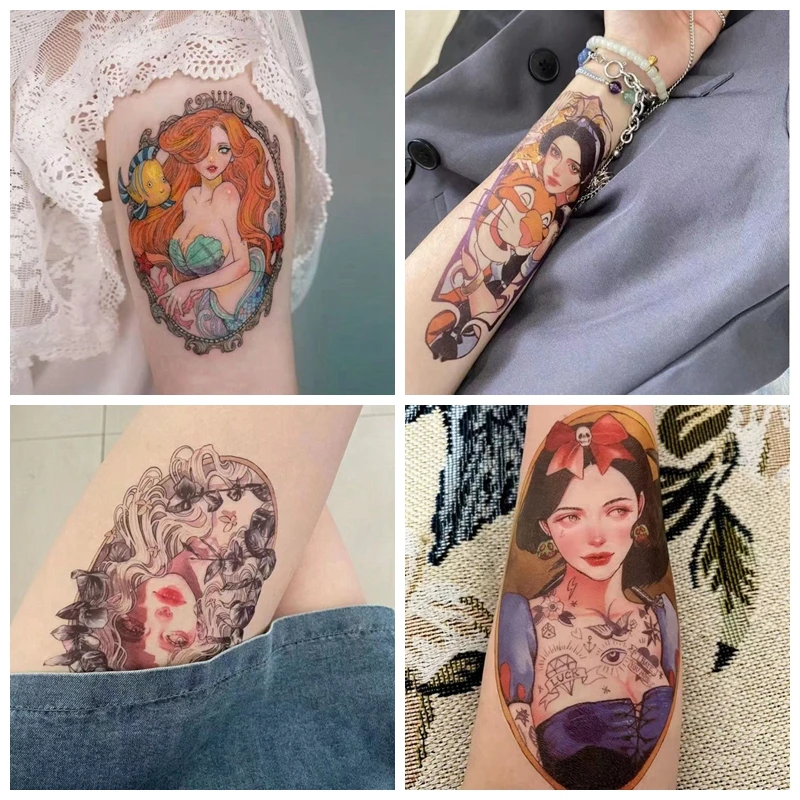 6pc/Lot Cartoon Girl Sexy Faux Tatouage Adesivo Waterproof Temporary Tattoo Sticker Beautiful Female Thigh Arm Fake Tattoo Cute