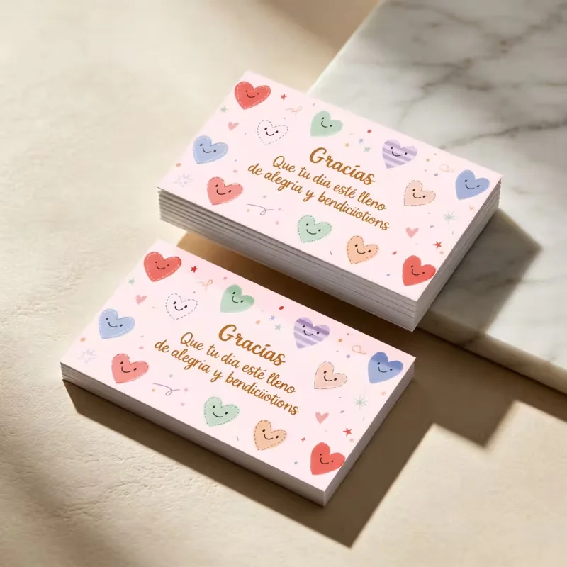 100/50pcs Pink Love Heart Thank You Card in Spanish Small Thanks You Note Cards for Small Business Gracias