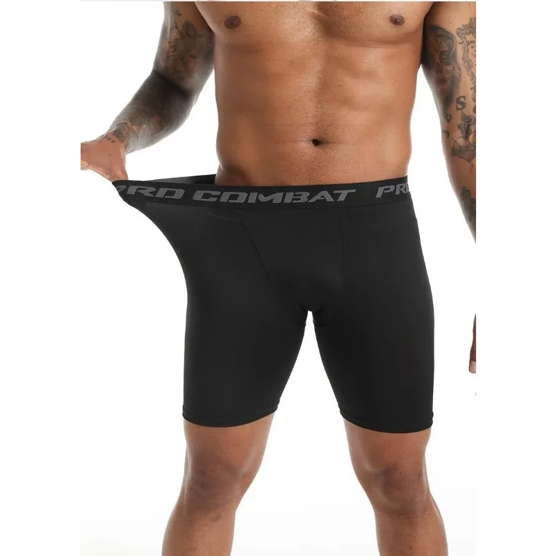Men Boxers Sports Underwear Underpants Gym Shorts Black Quick-Drying Sweatpants Moisture Absorption Breathable Fitness