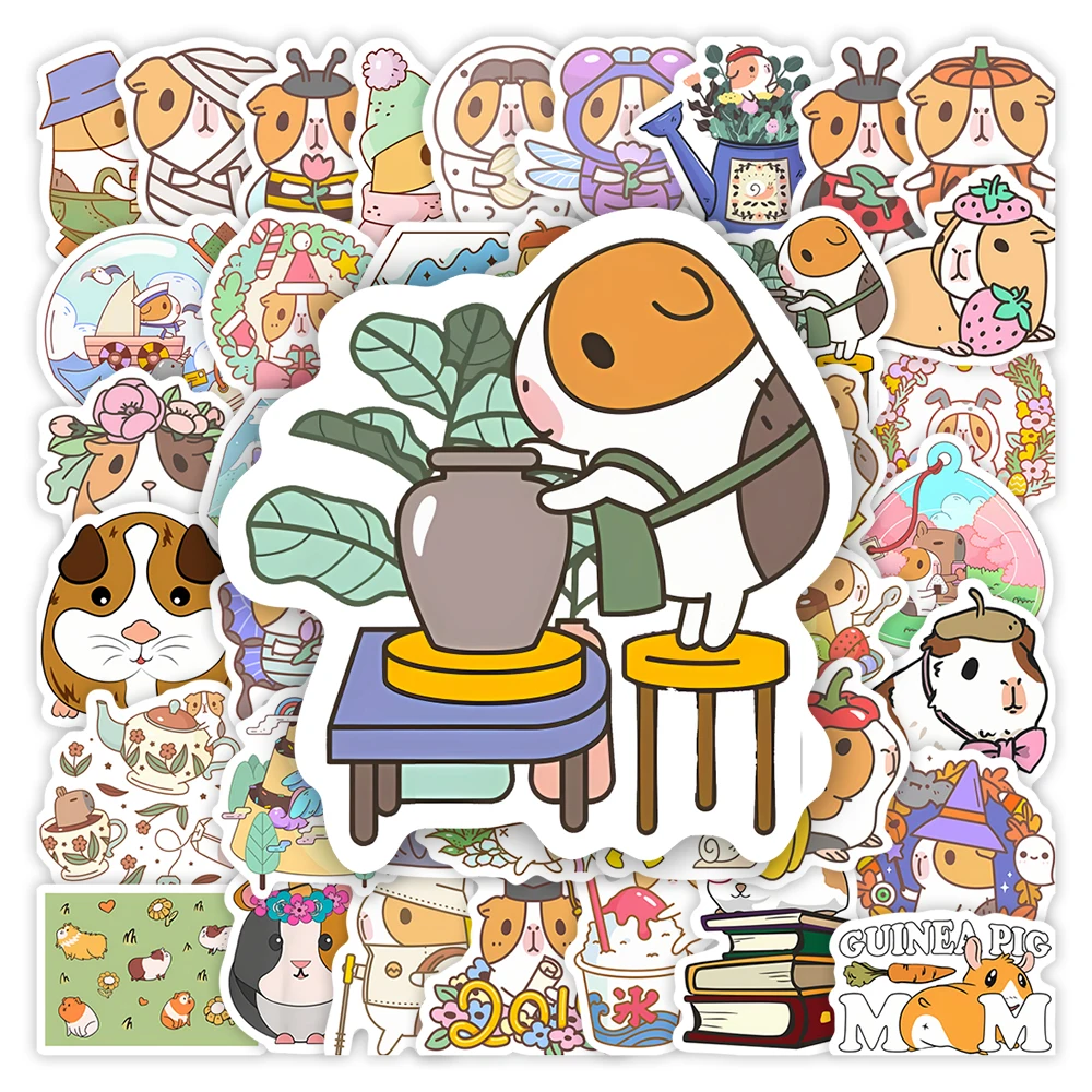 Funny Cartoon Guinea Pig Stickers Animal DIY Kids Toys Gift Waterproof Decal for Scrapbook Diary Phone Laptop Luggage Decorativ