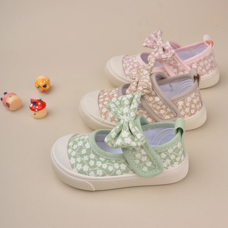 

EDUBA, весенние повседневные туфли на плоской подошве с милым узлом-бабочкой и цветочным узором для девочек, 2022, EK9S130