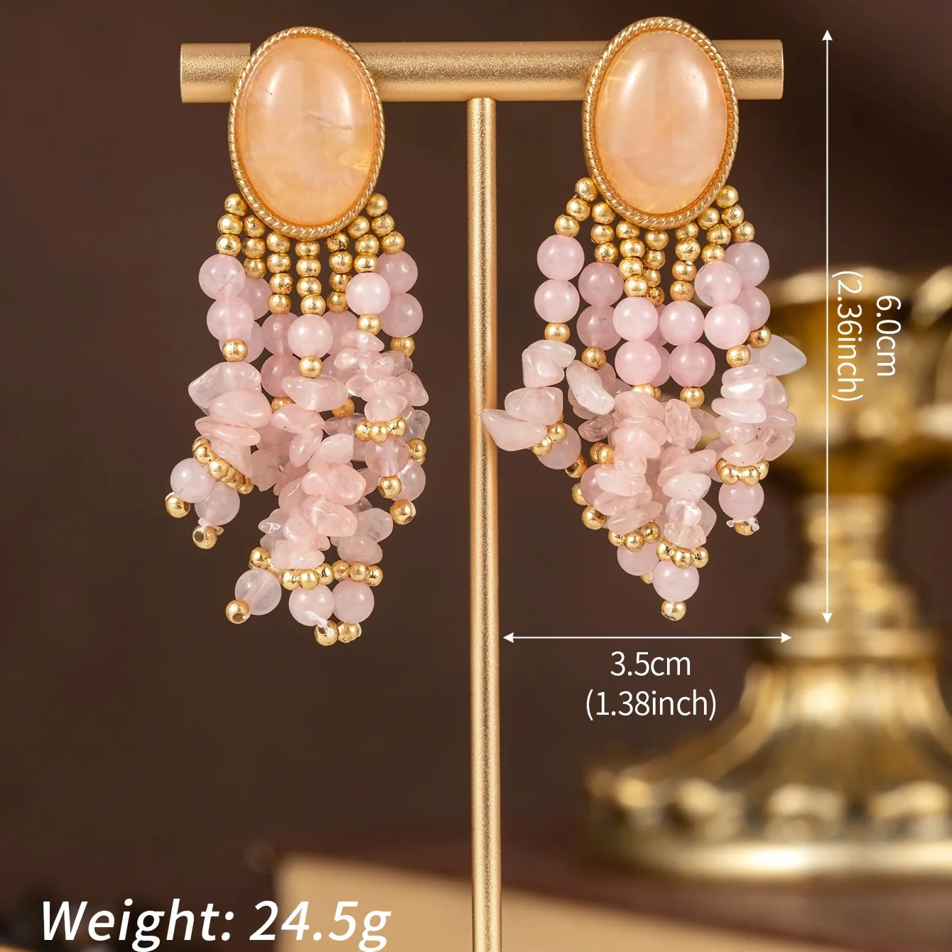 vintage turquoise beaded tassel earrings  temperament stud earrings commute daily earrings for women