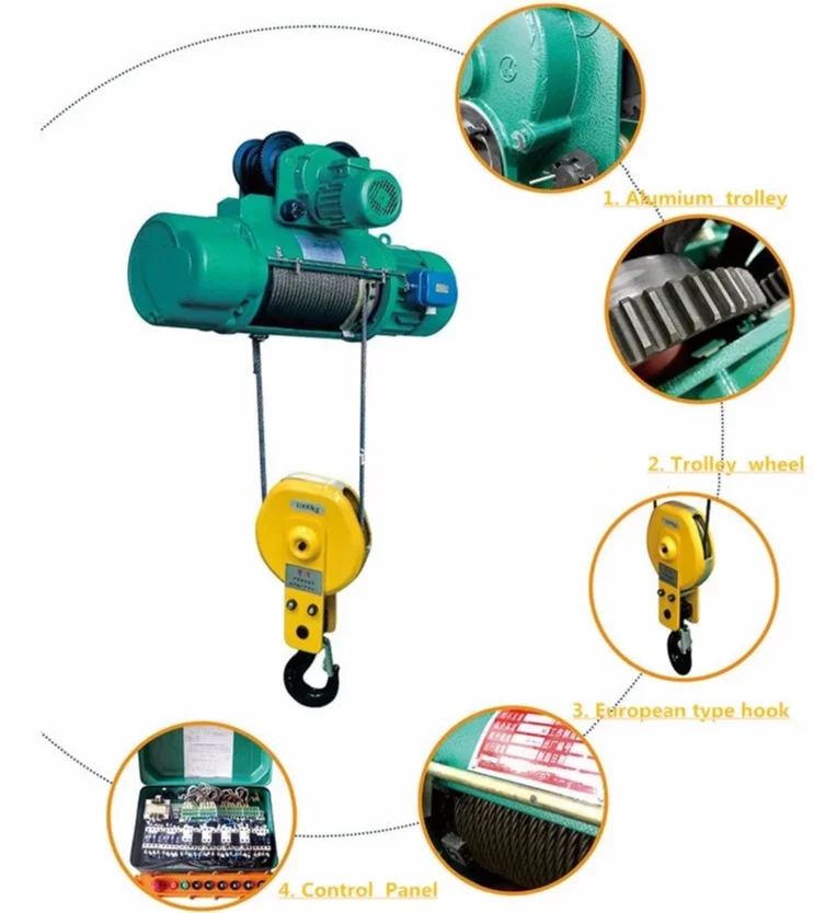 Small Motor Lifting Devices Electric Wire Rope Hoist