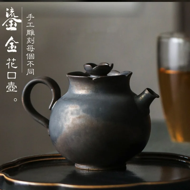 

Zen Tea золотистый Zen черный резной цветочный горшок Xi Shi фарфоровый Стандартный чайный набор с искусственными отверстиями устройство для изготовления чая одиночный чай