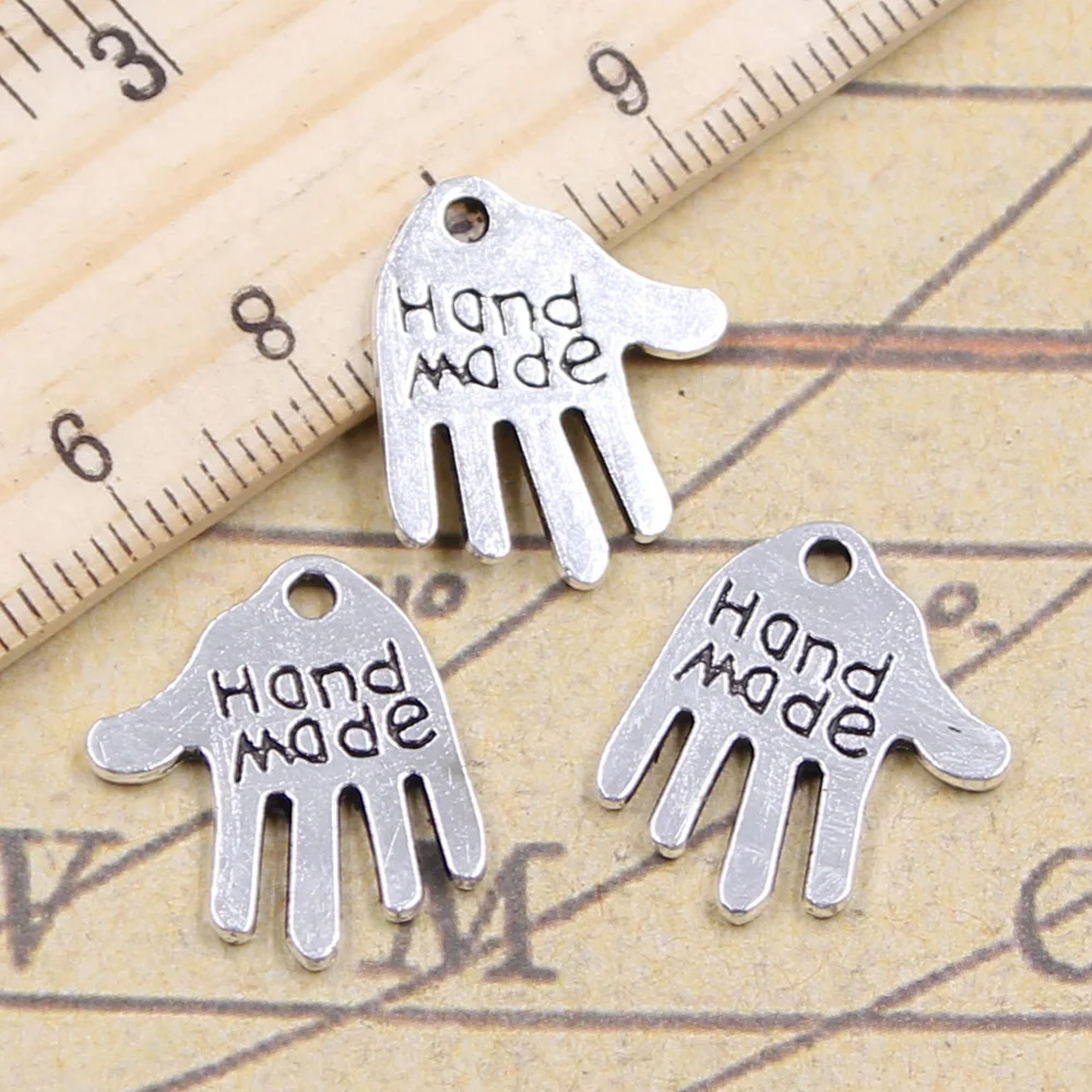 30pcs Charms Palm Hand Made Handmade 18x16mm Tibetan Silver Color Pendants Antique Jewelry Making DIY Handmade Craft