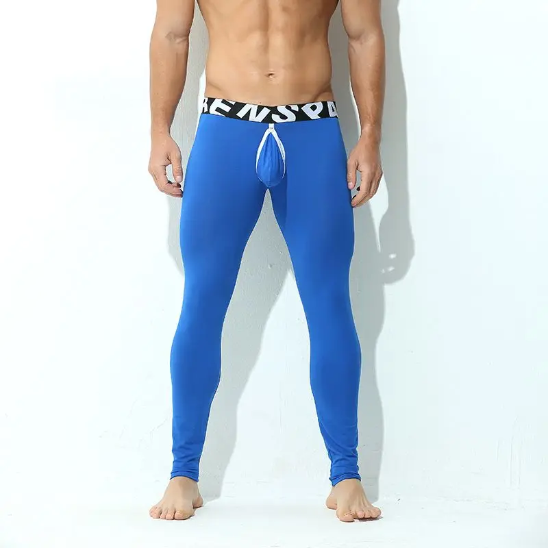 Summer Letter Print Sexy Mens Transparent Ice Silk Thin Leggings Tight Pants Underwears