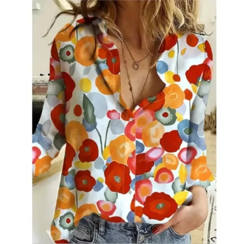 

New Christmas Women Clothing Casual Long Sleeve Button Tops Shirts Cute Christmas Tree Santa Claus Print Blouses Autumn Blouses