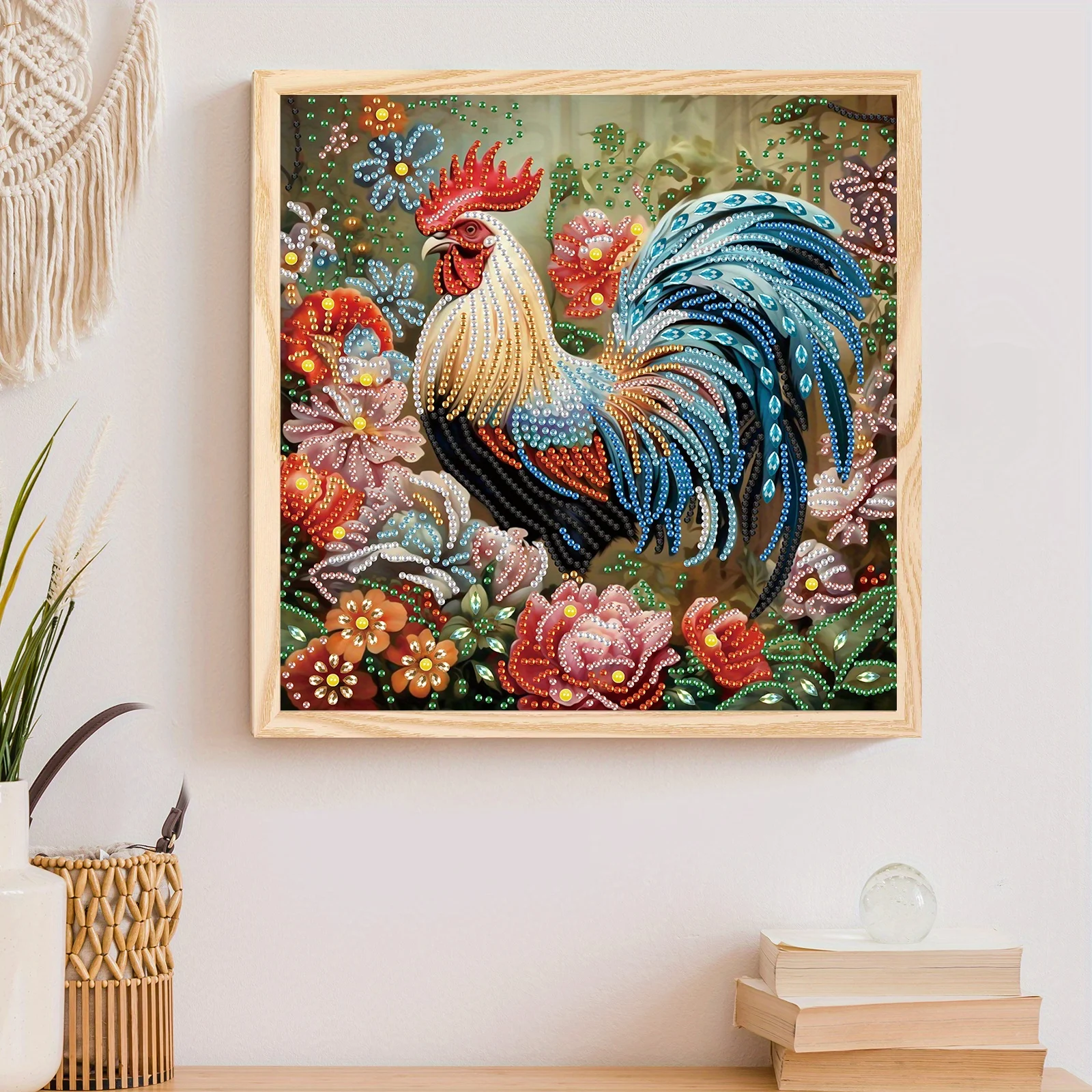 DIY Rooster and Flower 5D Special Shape Diamond Art Kits for Beginners,Diamond Art Painting Kits for Home Wall Decoration Gift