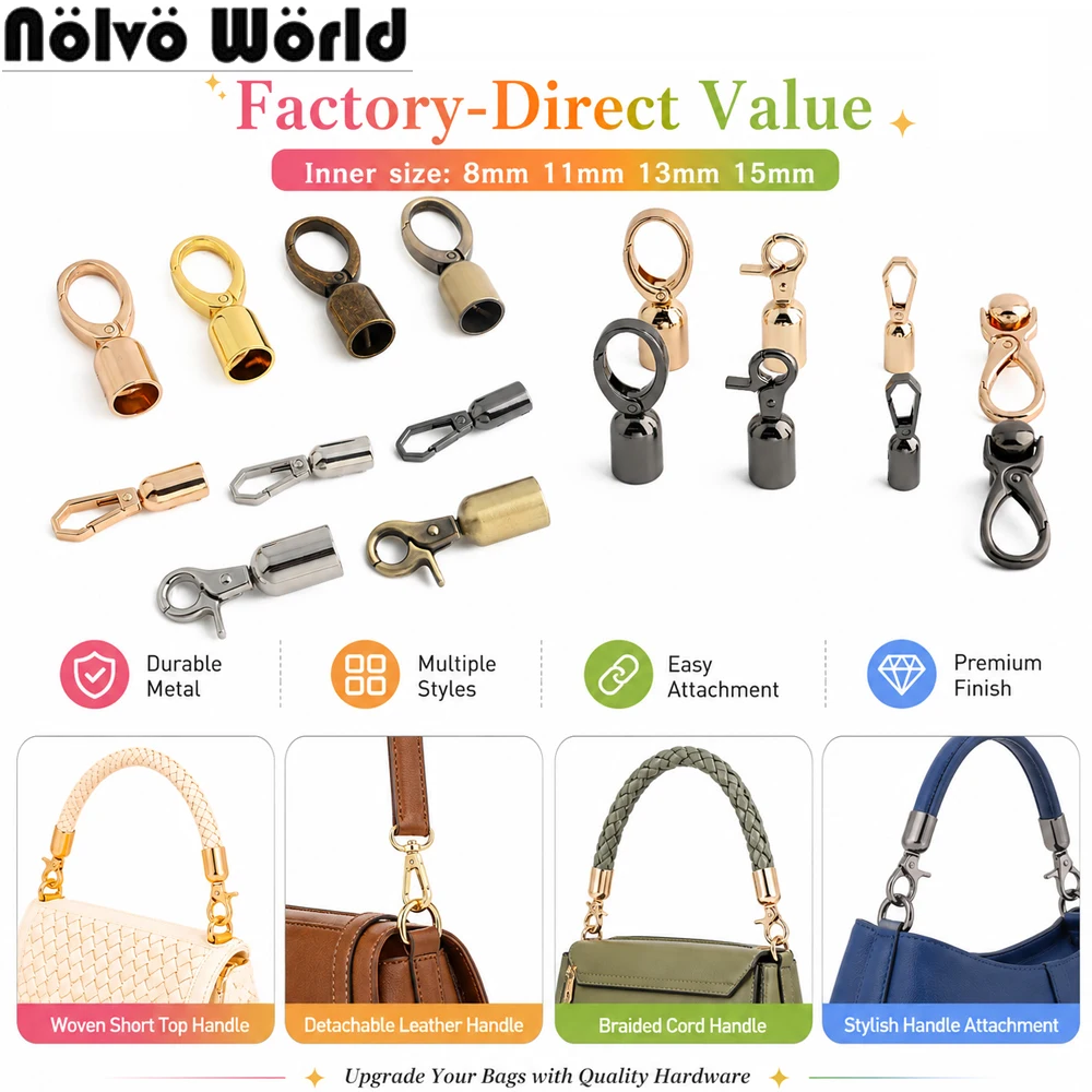 10/30/80PCS Inner:8-11-13-15mm Metal Clasp Lobster Hook Strap End Tip Connector Buckle For Handbag Hanger Tassel Cap Accessories