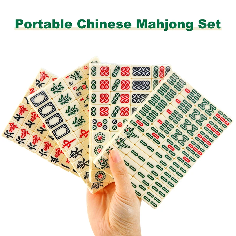 Jogo tradicional do mahjong do chinês, jogos de tabuleiro portáteis com saco do armazenamento, para o curso, clássico, majiang