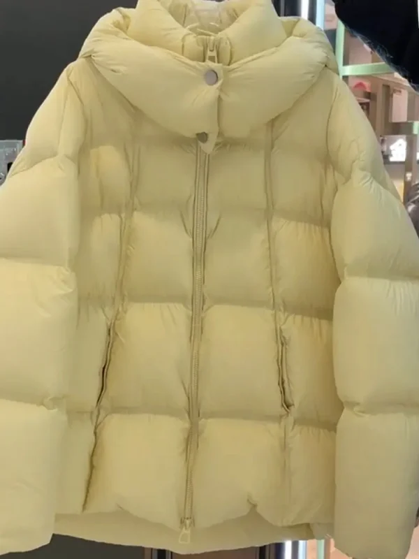 

Женская утепленная хлопковая куртка с капюшоном свободного кроя, модная и элегантная, белая, зимняя верхняя одежда, новинка 2025 года