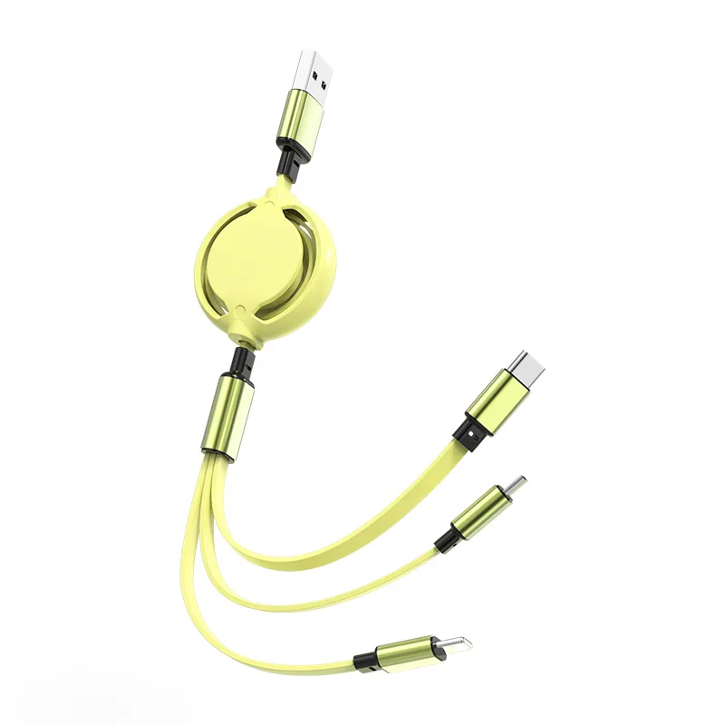 3in1 6A Retractable portable Fast travel essential USB cable Retractable phone for Apple Android type-C