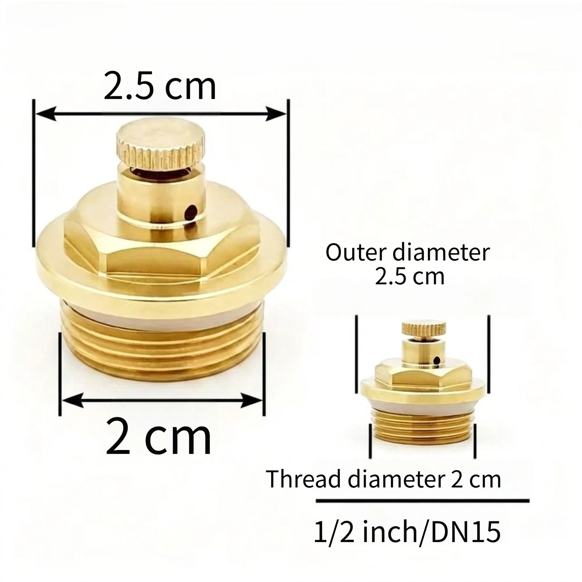 All-Copper Radiator End Cap with Manual Air Bleed Valve for Use in Radiator Systems Requiring Periodic Air Removal