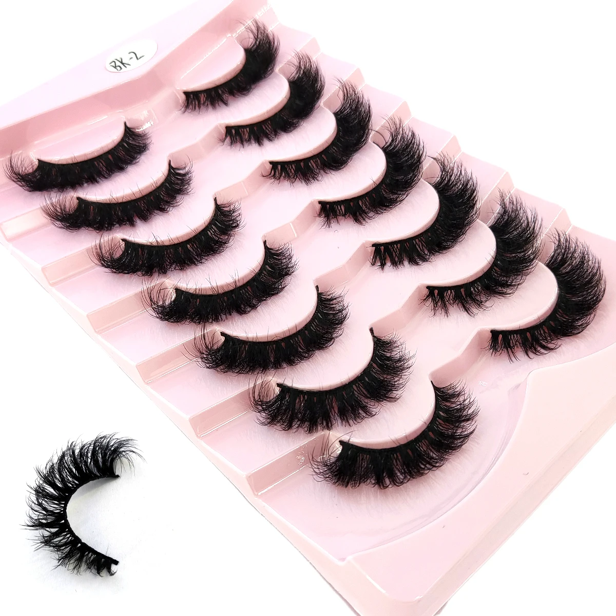 New 7 pairs of natural long 3D artificial mink eyelashes false eyelashes makeup set mink eyelashes extended eyelashes short eyel