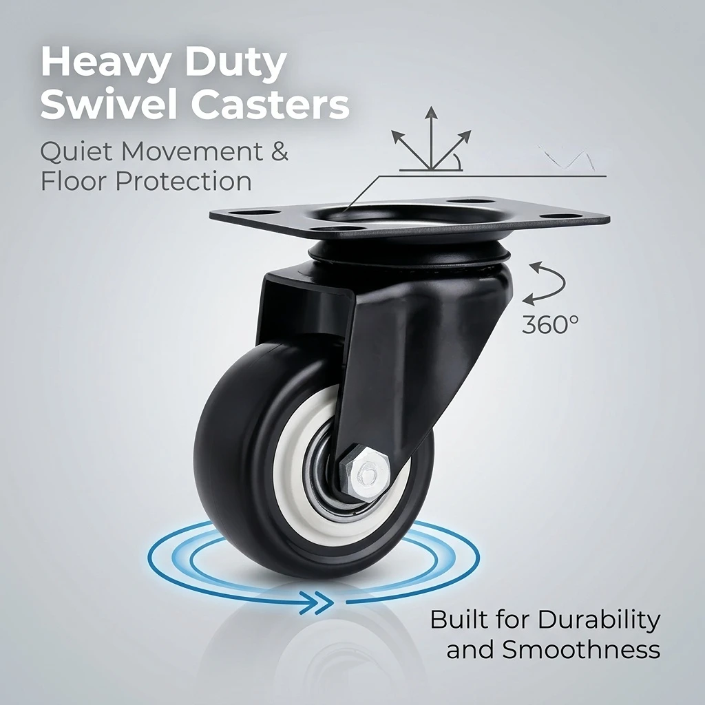 4 Pieces Of 1.5-Inch Universal Wheels  Silent Furniture Casters Can Rotate 360° Suitable For Trolleys Cabinets And Scaffolding