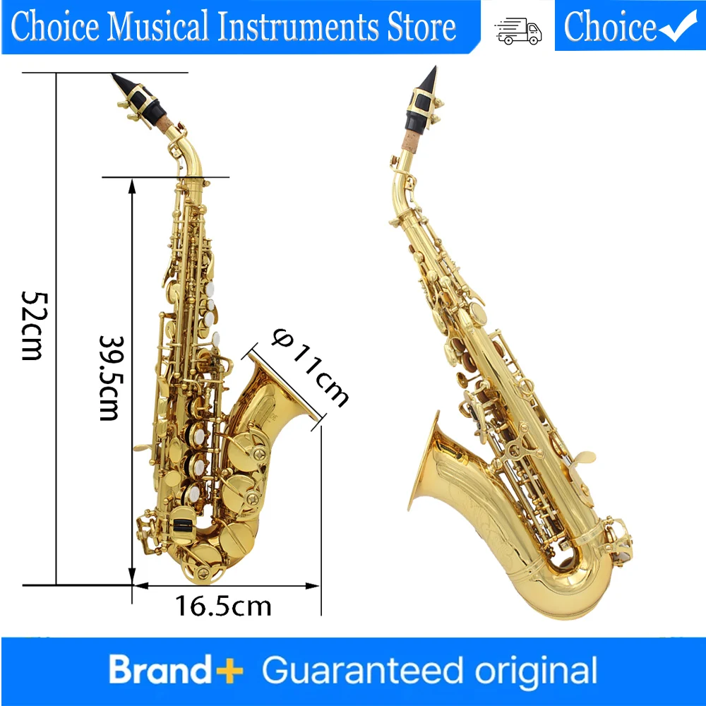 

SLADE Bb B Flat Soprano Saxophone HighQuality Brass Sax Engraved Floral Saxofon with Case Woodwind Instrument Parts Set
