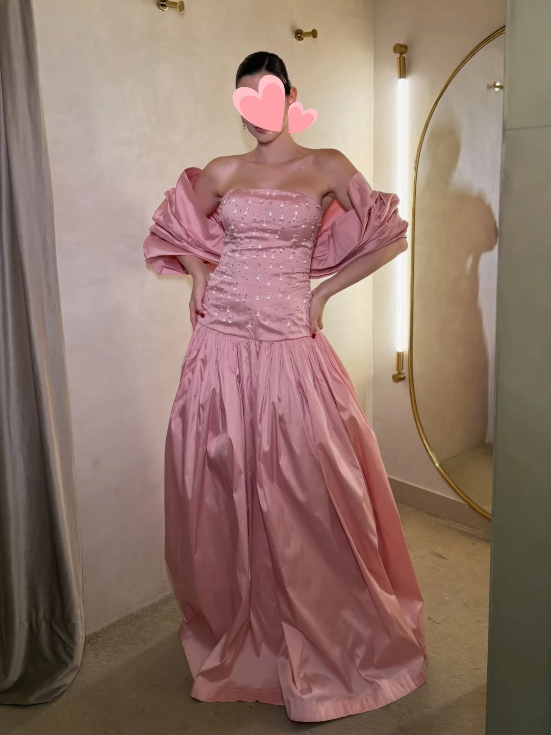 

Oisslec Dress Elegant Vintage Sweet Pink Beads Crystal Stylish Cape Customized Formal Occasion Prom Dress Evening Party Gowns
