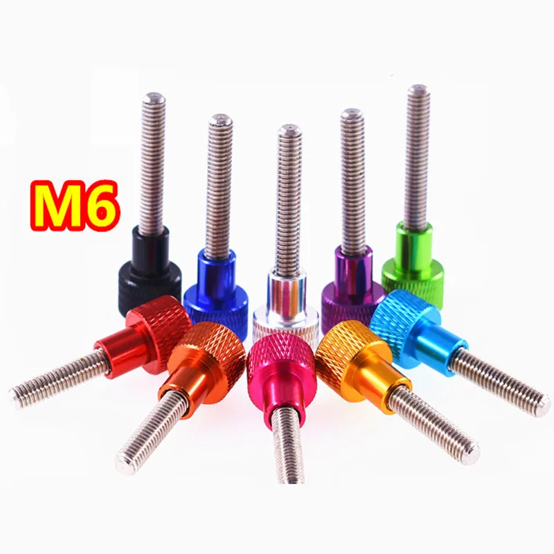 

1Pcs M6xL 5-100mm Colourful Aluminum Knurled Head Computer Case Screw Hand Tighten Thumb Screws