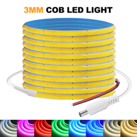 3mm Ultra Thin COB LED Strip Light 5V 12V 320 LEDs/m High Density Flexible Tape Ribbon White/Ice Blue/Pink/Red RA90 Led Lights