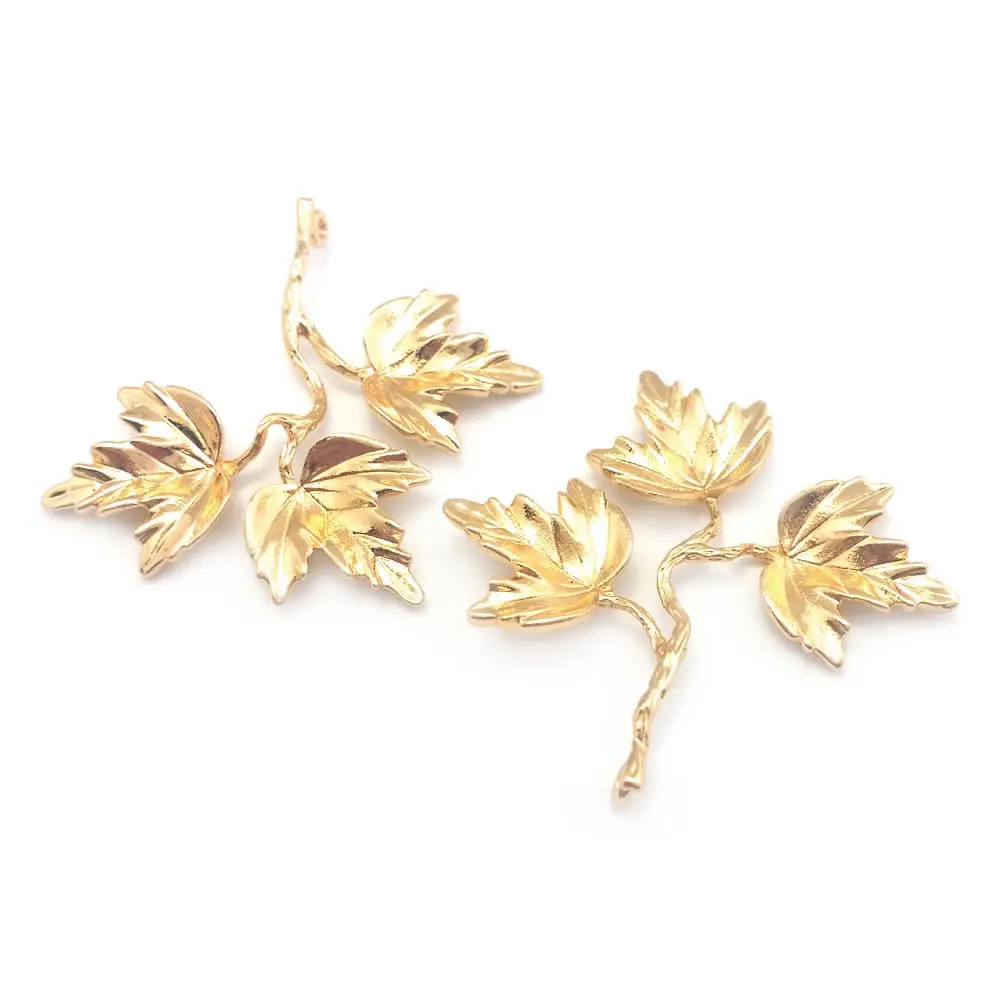 10PCS 35x41MM High Quality Champagne Gold Color Brass Maple Leaf Charms Pendants Jewelry Making Diy Findings Accessories