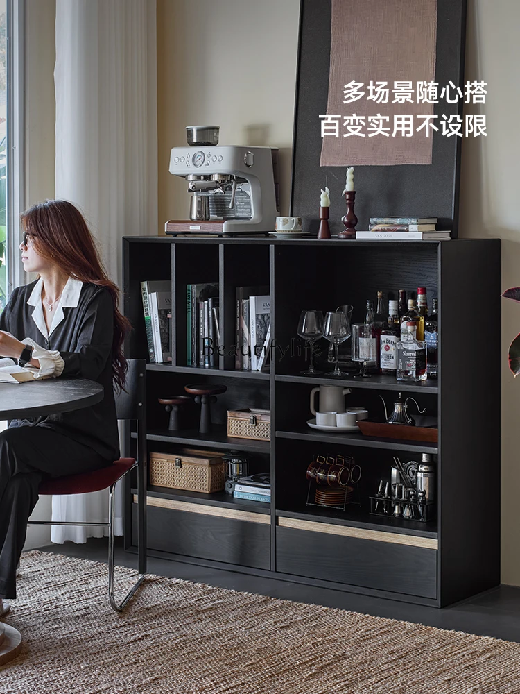 

01 Medieval Solid Wood Floor Display Cabinet Living Room Sofa Side Locker