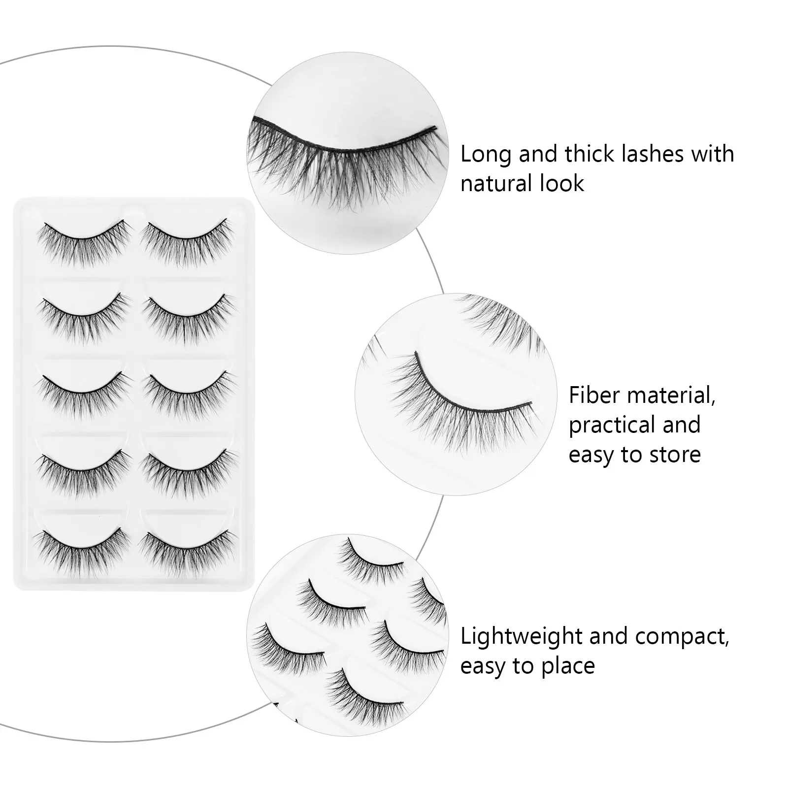 5Pairs Make Up Tool False Eyelashes Striking Chic Unique Look Natural Thick Long Lashes for Daily Use Festive Occasions Glamour