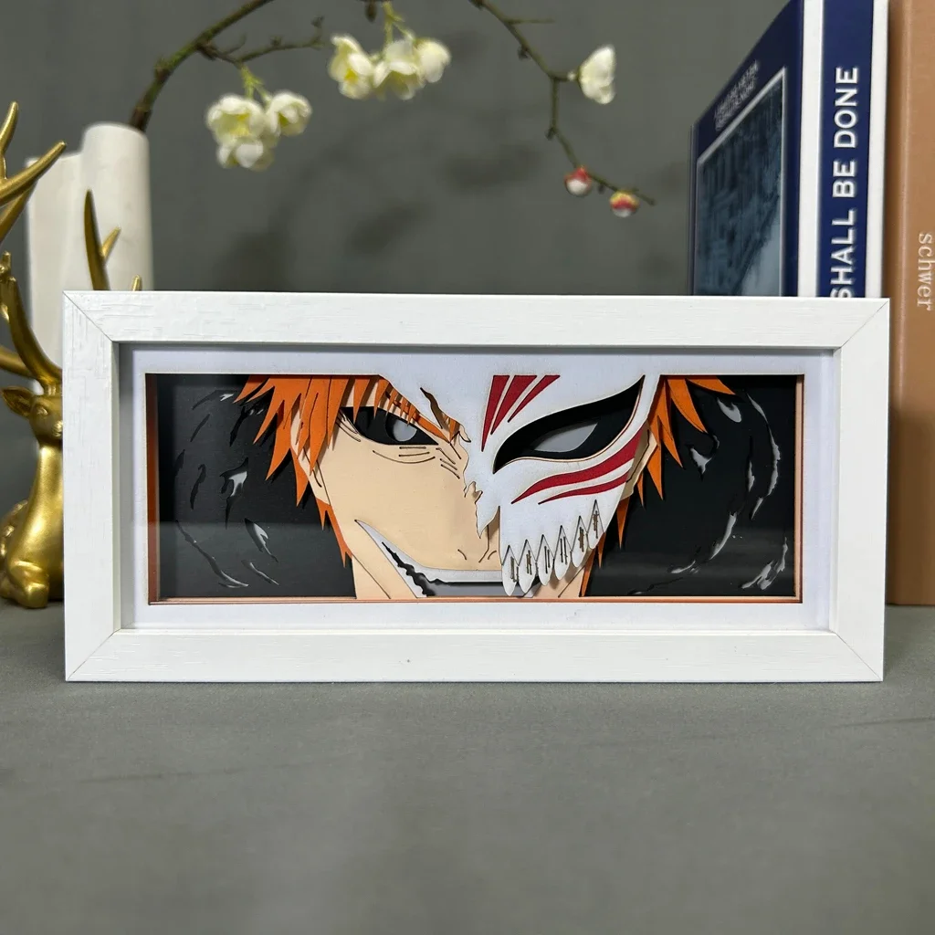 Bankai Reaper Figure Led Anime Light Box For Bedroom Decoration Paper Cut Shadow Box Birthday Gift Bedside Night Lamp Xmas Light