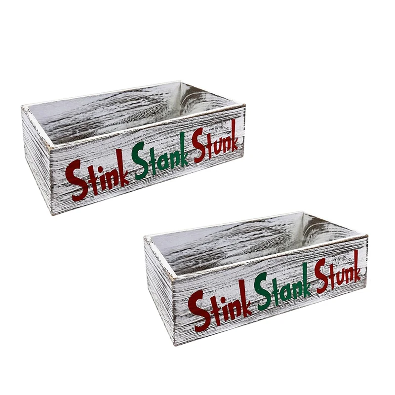 

2 Pieces Wooden Stink Stank Stunk Bathroom Decor, Stink Stank Stunk Decor, Toilet Paper Box