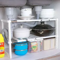 Adjustable Storage Rack Under Sink Organiser for Dishes Pot Plate Extendable Cabinet Under Sink Storage Shelve Kitchen Bathroom