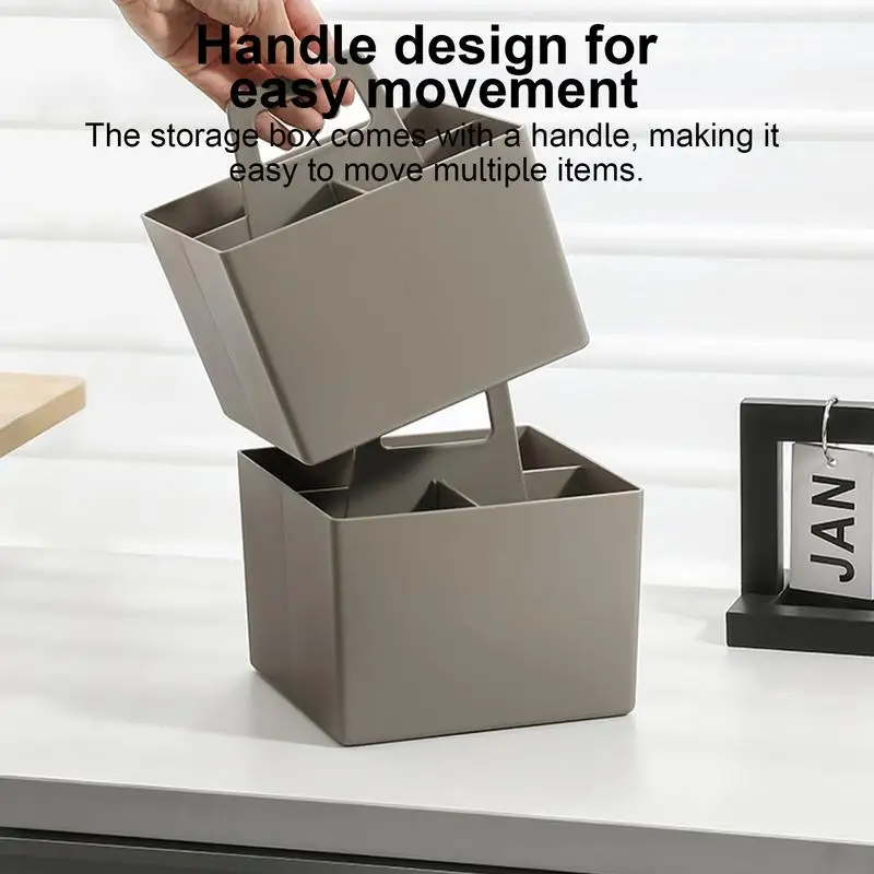 Divided Storage Containers Compartment Storage Containers With Handle Stackable Portable Desktop Organizing Supplies, Household