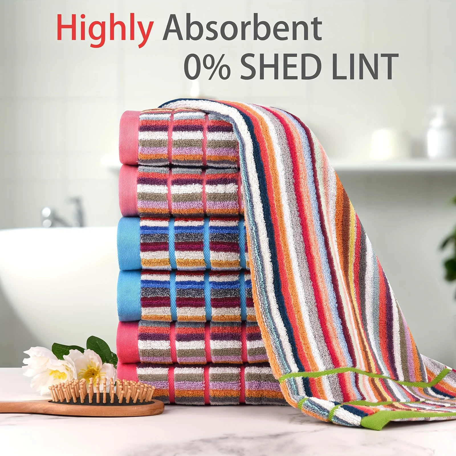 

Набор из 10 полотенец из 100% хлопка, разноцветные полосатые, 34x74 см, мягкие, впитывающие, подарочные полотенца для дома и ванной комнаты, на День Благодарения