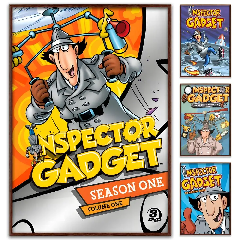 Inspector Gadget 80s Cartoon Classic Poster Self-Adhesive PP Paper HD Wall Decal for Study Living Room Garage DIY Gift