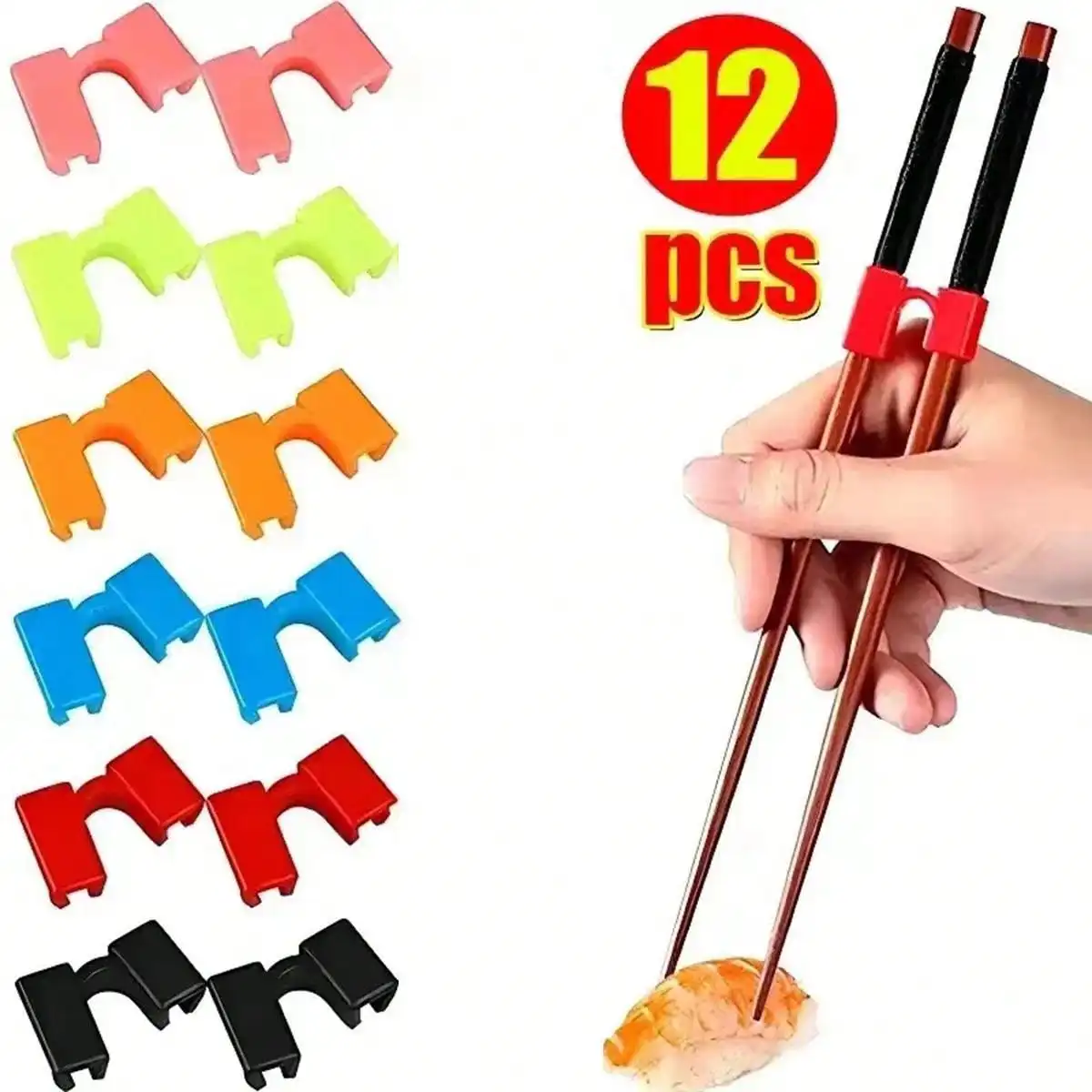 12Pcs Children's Training Chopsticks Easy To Use Practical Helper Holding Trainings Clips Home Tableware Kitchen Bar Tools