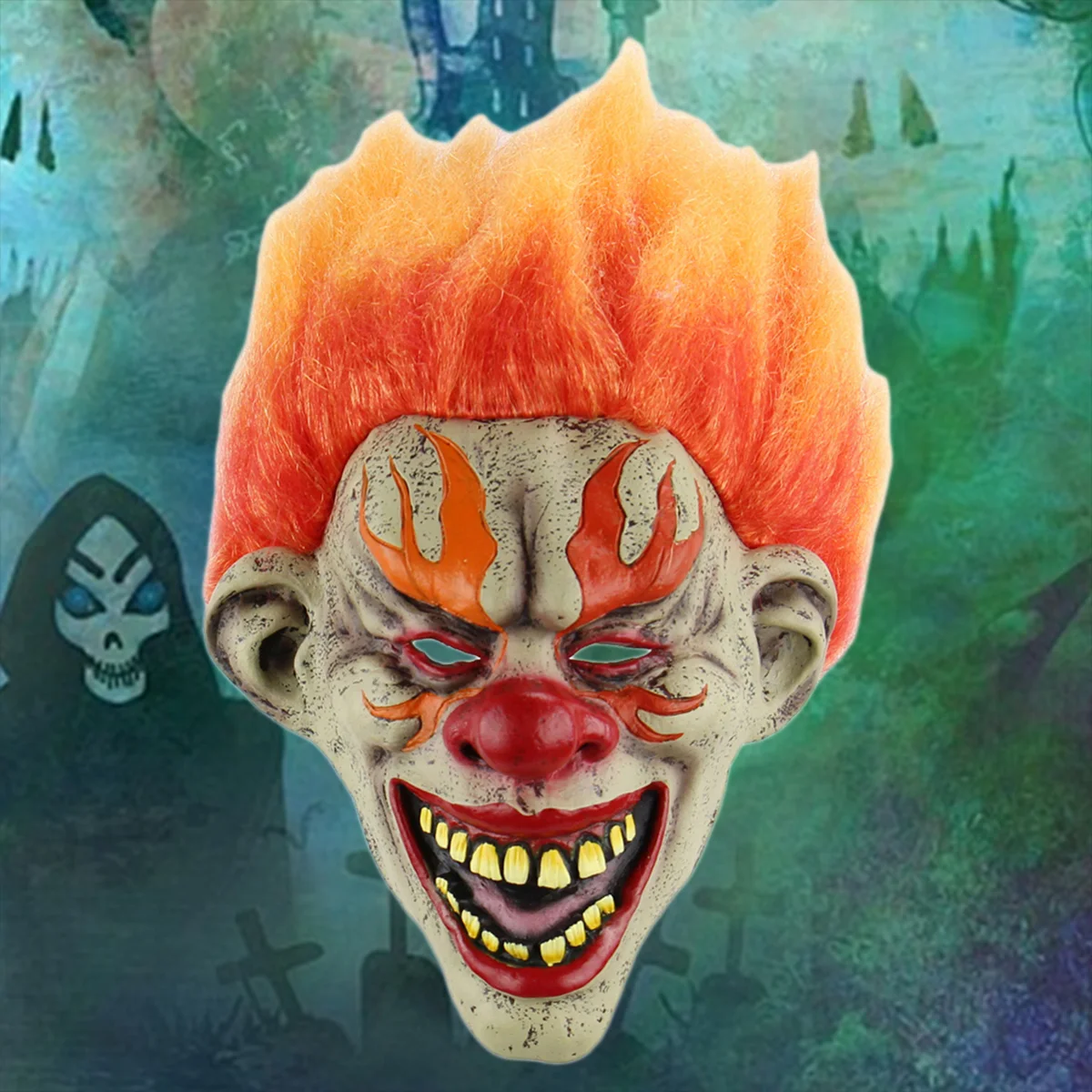 Halloween Cosplay Creepy Terrifying Toothy Flame Clown