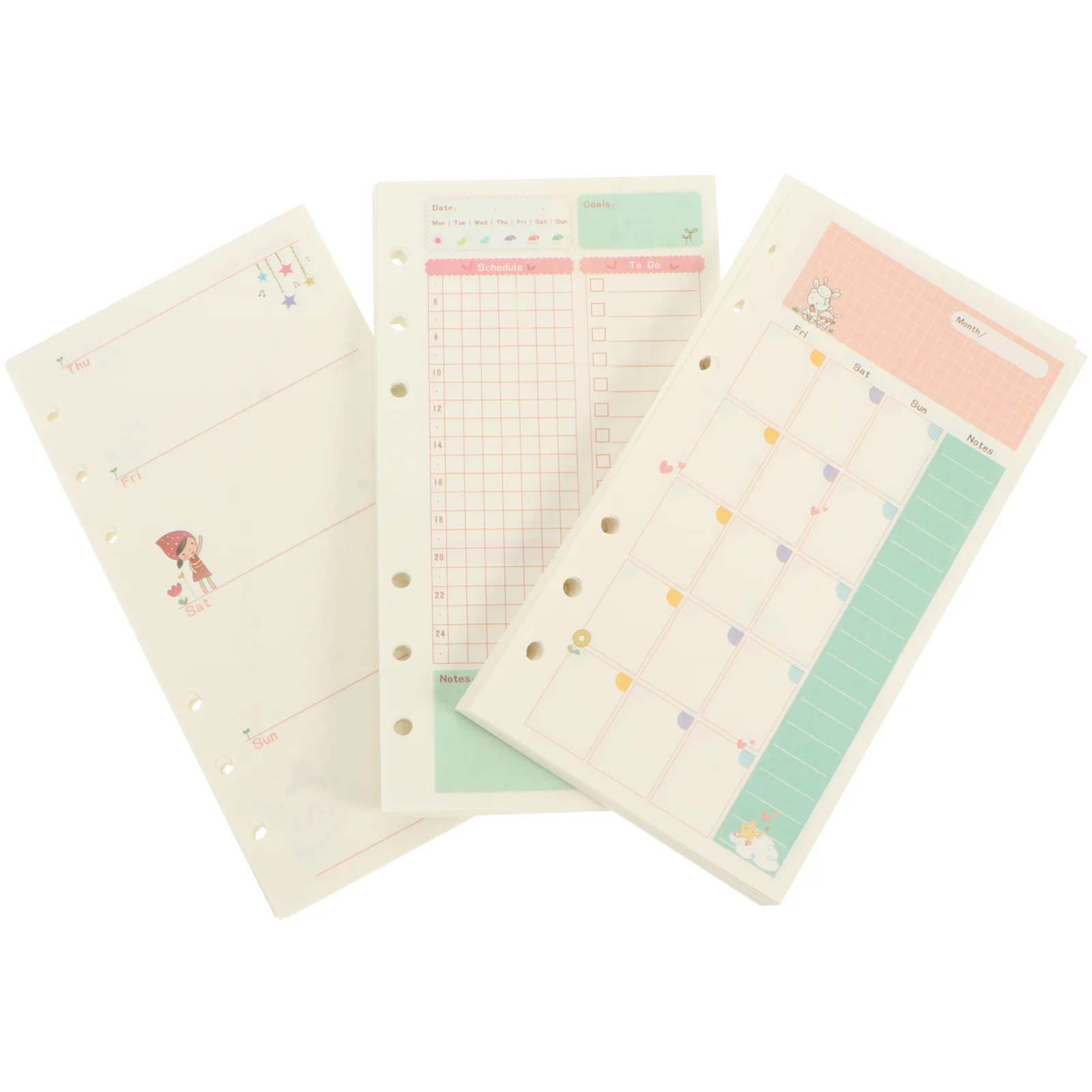 

3 Pcs Loose Leaf Paper Handbook Refill Binder Grid Colored Clips Notepad Papers
