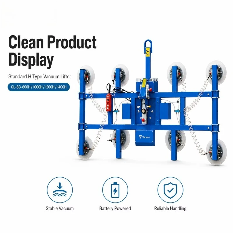 Crane mounted glass vacuum suction cup for inclined suction lifting equipment used in glass installation